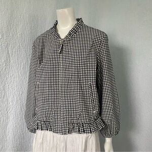J. Crew Black and White Gingham Lined Jacket
